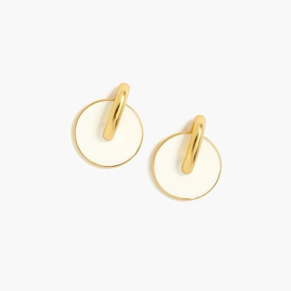 J. Crew White & Gold Enamel Disc Earrings - Picture 1 of 5